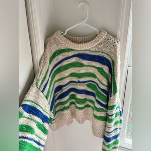 Aerie Instarsia Crew Sweater (cobalt blue) - XXL